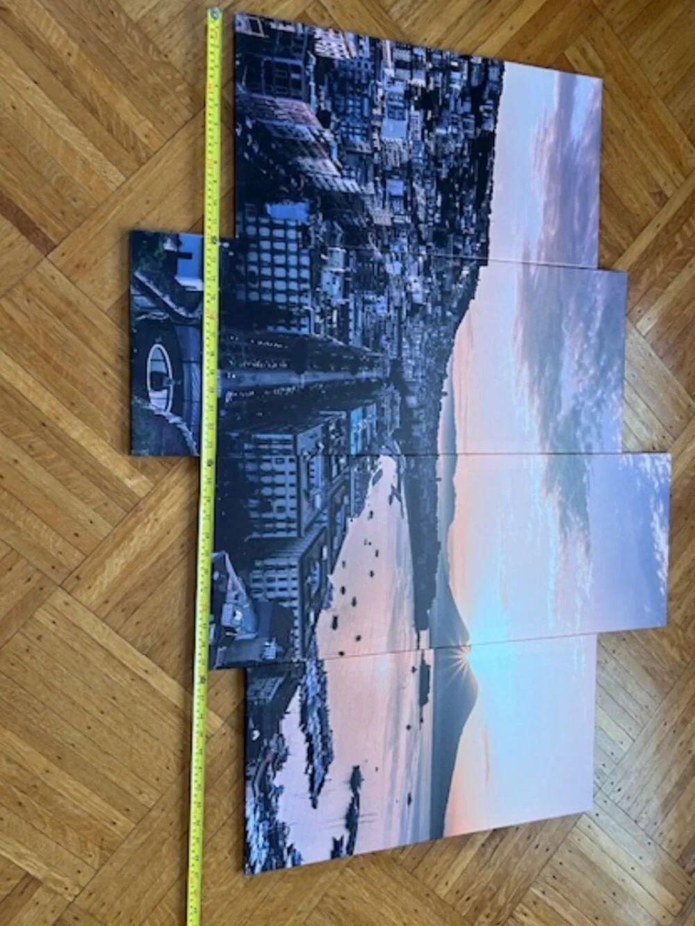 Wall Art 4 Panel Canvas - Bay of Naples Sunsetting over Vesuvius - NEW w/Box
